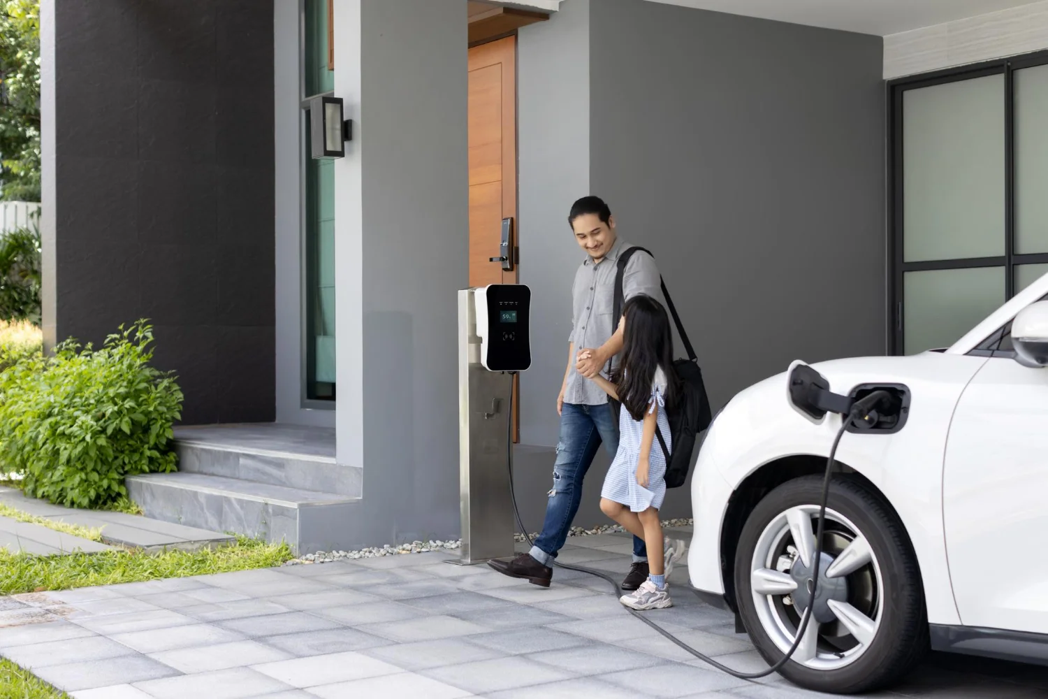 charging EV car from home charging station